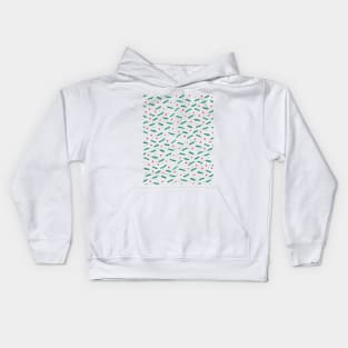 Christmas branches and stars - green and red Kids Hoodie